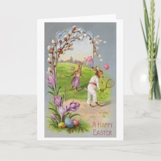 Salutation de Pâques de tennis de lapin !  Carte (Devant)