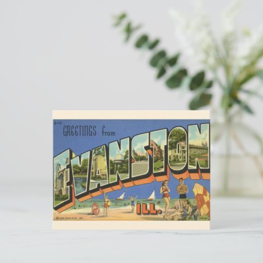 Salutation d'Evanston ILL. Carte postale (Debout devant)