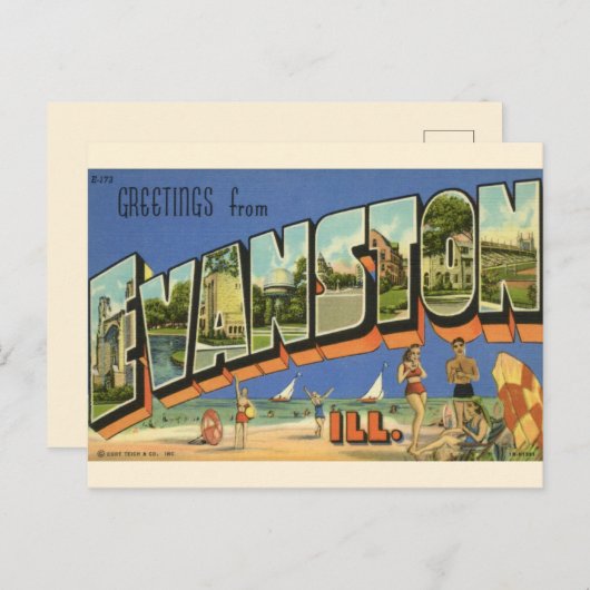 Salutation d'Evanston ILL. Carte postale (Devant / Derrière)