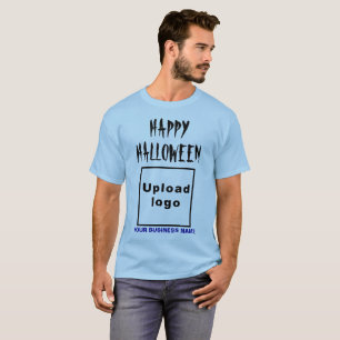 Salutation d'Halloween d'affaires sur T-shirt bleu