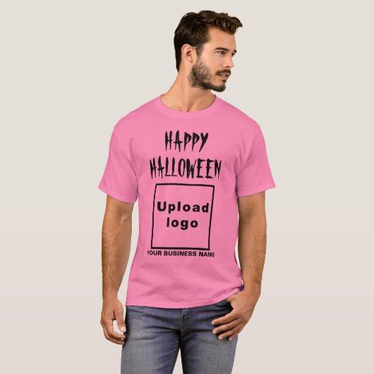 Salutation d'Halloween d'affaires sur T-shirt rose (Devant entier)