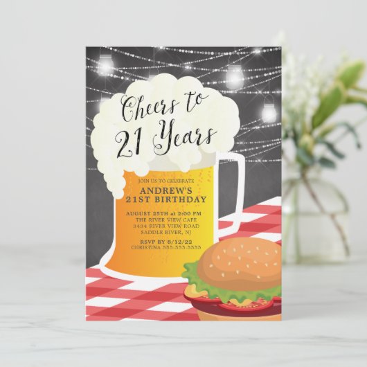 Salutations à 21 ans 21e anniversaire Invitation (Debout devant)