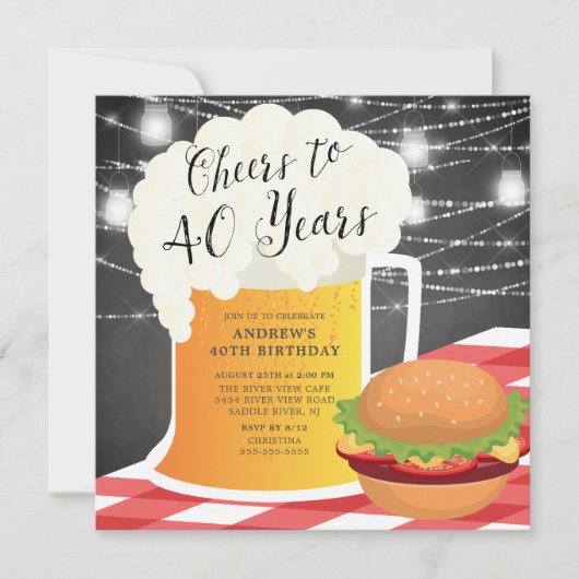 Salutations à 40 ans Anniversaire Invitation (Devant)