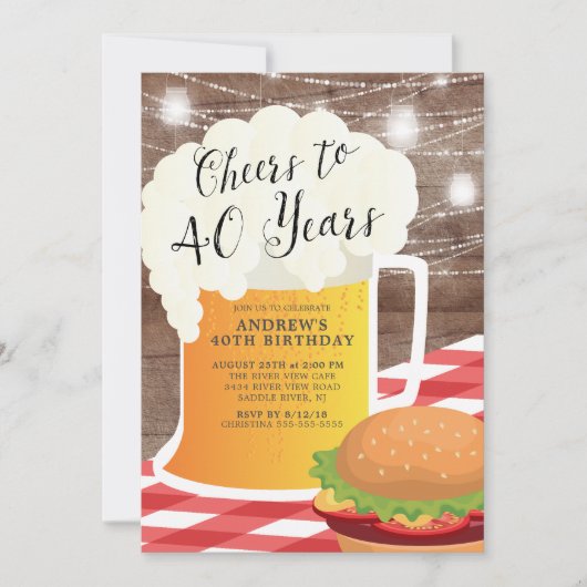 Salutations à 40 ans Anniversaire Invitation (Devant)