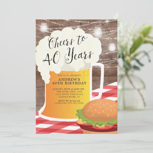 Salutations à 40 ans Anniversaire Invitation (Debout devant)