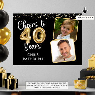 Salutations à 40 ans Anniversaire Photo Affiche de