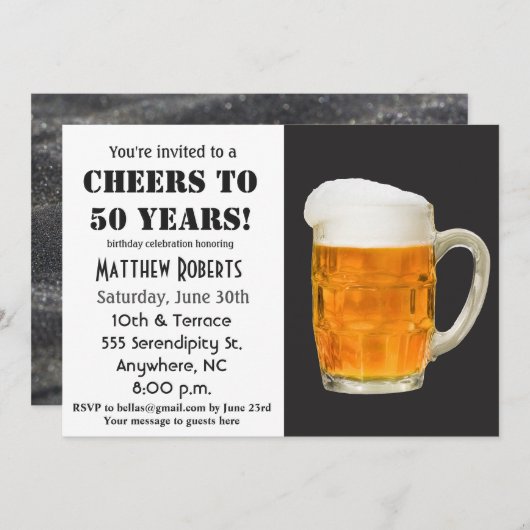 Salutations à 50 ans 50e anniversaire Invitation (Devant / Derrière)