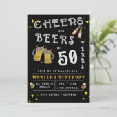 Salutations à 50 ans anniversaire noir Invitation (Debout devant)