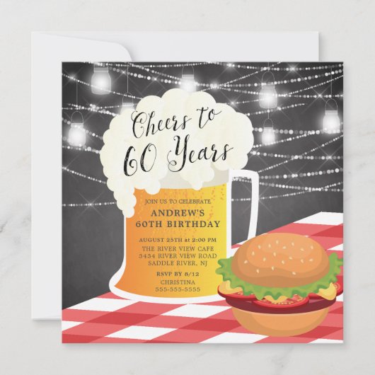 Salutations à 60 ans Anniversaire Invitation (Devant)