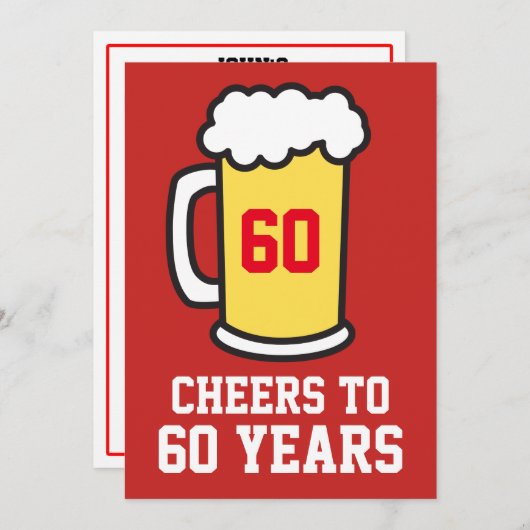 Salutations à 60 ans Bière 60ème Fête Invitation (Devant / Derrière)