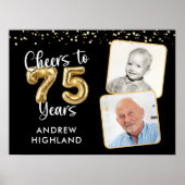 Salutations à 75 ans Anniversaire 2 Photos Affiche (Devant)
