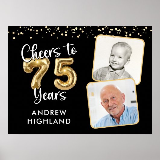 Salutations à 75 ans Anniversaire 2 Photos Affiche (Devant)