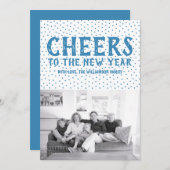 Salutations au Carte photo du Nouvel An | Bleu (Devant / Derrière)