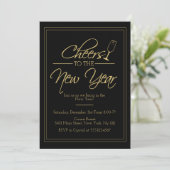 Salutations au Nouvel An, Elegant Gold Invitation (Debout devant)