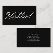 Salutations bonjour de carte de visite noir et (Devant / Derrière)