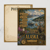 Salutations d'Alaska | Carte postale vintage rétro (Devant / Derrière)