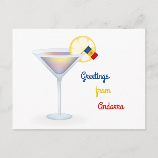 Salutations d'Andorre Cocktail Drapeau Carte de va (Devant)