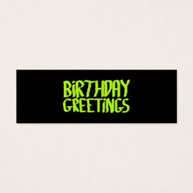 Salutations d'anniversaire. Vert et Noir. Personna (Devant)