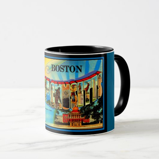 Salutations de Boston Retro Postcard Mug (Devant droit)