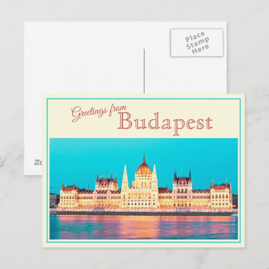 Salutations de Budapest Carte postale vintage (Devant / Derrière)