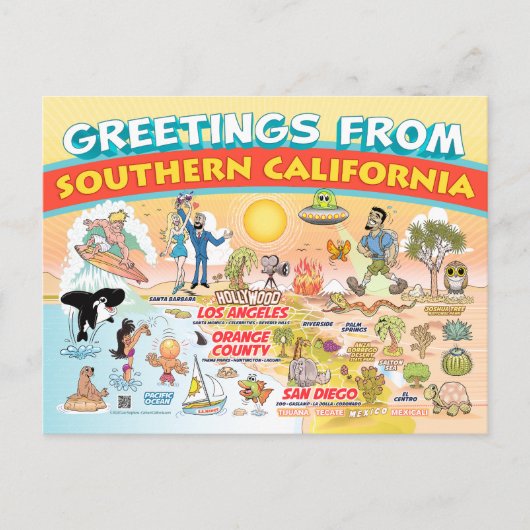 Salutations de Californie du Sud Carte postale (Devant)