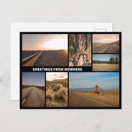 Salutations de carte postale nulle part (Devant / Derrière)