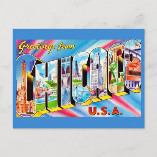 Salutations de Chicago Carte postale folle et colo