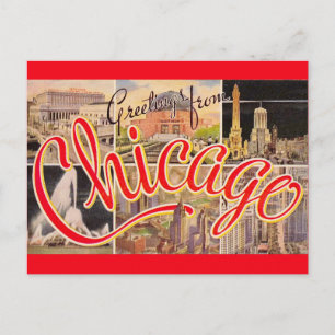 Salutations de Chicago Carte postale vintage