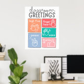 Salutations de classe Affiche pédagogique pour la (Bureau à domicile)