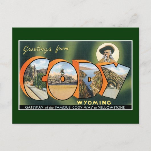 Salutations de Cody, Wyoming ! Carte postale vinta (Devant)