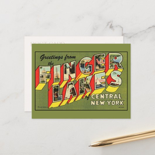 Salutations de Finger Lakes Grande Carte Postale (Devant/Arrière en situation)