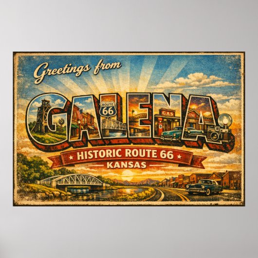 Salutations de Galena Kansas Route 66 Affiche (Devant)