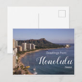 Salutations de Honolulu Hawaii Carte postale panor (Devant / Derrière)