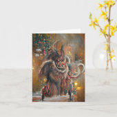 Salutations de Krampus, carte pliée 10 x 14,8 cm (Fleur jaune)