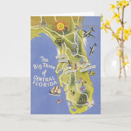 Salutations de la carte de Floride centrale (Fleur jaune)