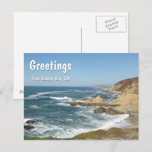 Salutations de la carte postale de Bodega Bay (Devant / Derrière)