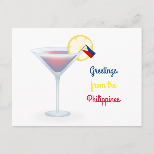 Salutations de la carte postale de cocktail de (Devant)