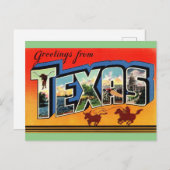Salutations de la carte postale de voyage du Texas (Devant / Derrière)