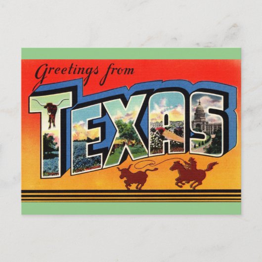 Salutations de la carte postale de voyage du Texas (Devant)
