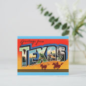 Salutations de la carte postale de voyage du Texas (Debout devant)