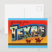 Salutations de la carte postale de voyage du Texas (Devant / Derrière)