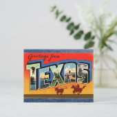 Salutations de la carte postale de voyage du Texas (Debout devant)