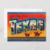 Salutations de la carte postale de voyage du Texas (Devant / Derrière)