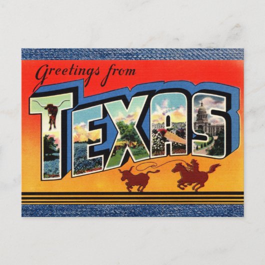Salutations de la carte postale de voyage du Texas (Devant)