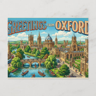 Salutations de la carte postale vintage d'Oxford