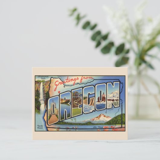 Salutations de l'Oregon Grande Carte Postale Lettr (Debout devant)
