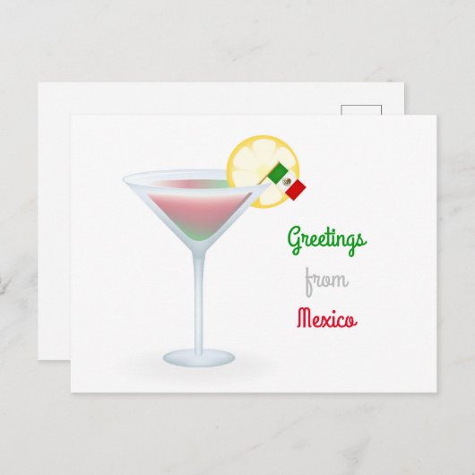Salutations de Mexico Cocktail Carte de vacances (Devant / Derrière)