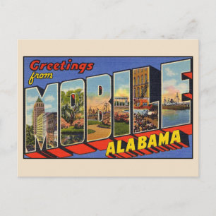 Salutations de Mobile Alabama Lettre Carte postale