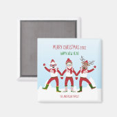 Salutations de Noël avec Père Noël et Amis Magnet (Recto/Verso)