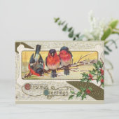 Salutations de Noël - Carte de vacances aux oiseau (Debout devant)